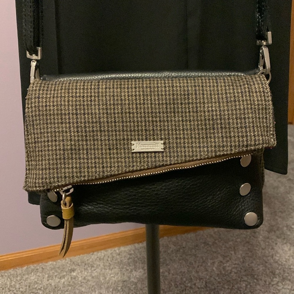 Hammitt Dillon Edison Crossbody, Black and Houndstooth Plaid